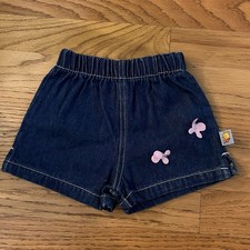 Disney Winnie The Pooh Denim Flower Shorts Vintage Baby 0-3 Mos Y2K