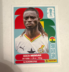 Panini FIFA World Cup 2026 Gideon Mensah GHA 7 Ghana Player Portrait Sticker