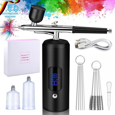 Tragbares Airbrush Set 1000mAh Akku LCD Anzeige 22-38PSI für Hobby Profis