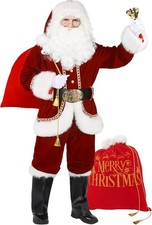 Santa Claus Costume for Men, 11pcs Deluxe Professional Christmas Santa Adult Set