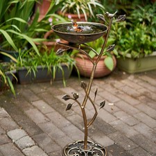 HOUYANG Diam 11.4" W x 31" H Cast Iron Pedestal Bird Bath, Bird Baths for Outdoo