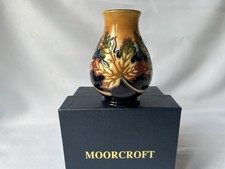 Moorcroft Pottery , 4 Inch  Vase , Maple Leaf  -Design ,Boxed VGC First Quality,