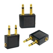 BlingKingdom 3 PCS Airplane Flight Headphone Adapter, Dual 3.5mm Male to 3.5mm F