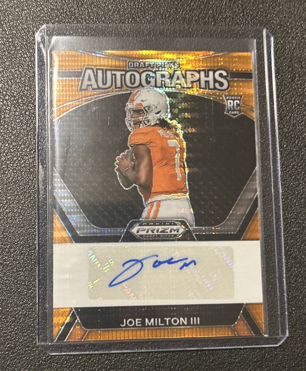 2024 Panini Prizm #DPA-JMN Joe Milton III Draft Picks Auto Orange Pulsar #/49