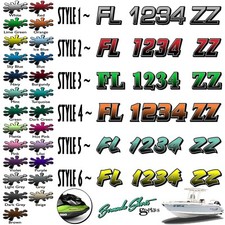 Boat Registration Numbers Letters 2 Pack Custom 3" Boat Jetski Stickers GRB