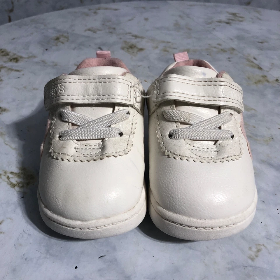 Zapatos deportivos Carter para niños pequeños jóvenes talla 3M blancos rosas cómodos informales bajos Foto 3 de 4