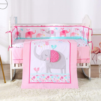pink elephant crib bedding set