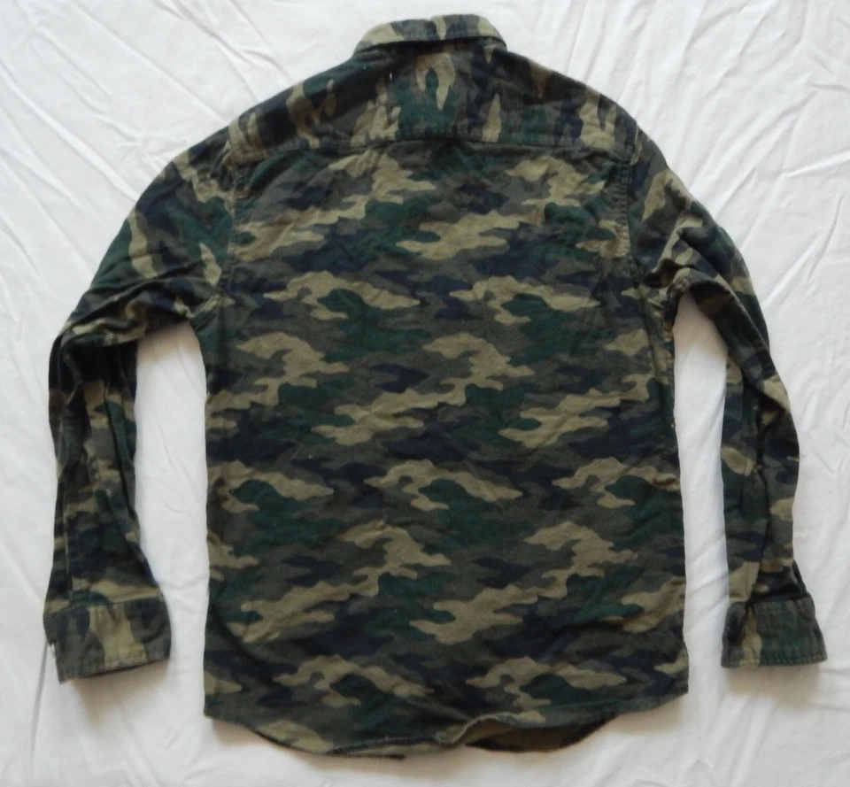 Camo Green Brown Camouflage Long Sleeve Button Down Shirt - Small Mens - Image 2 of 4