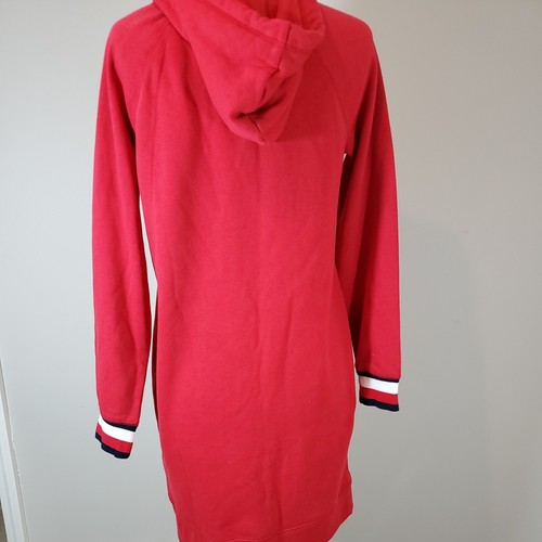 Nwt Tommy Hilfiger Womans Sz S Hooded Sweatshirt Dress Red Kangaroo Pocket Logo - Picture 9 of 12