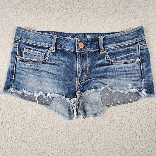 American Eagle Shorts Women's 8 Denim Distressed Cutoff Frayed Hem Blue