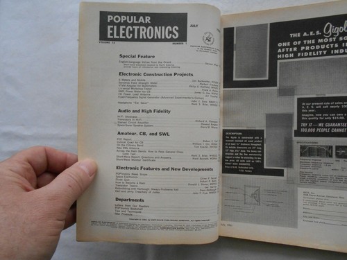 POPULAR ELECTRONICS Magazine-JULY,1961 - Picture 2 of 2