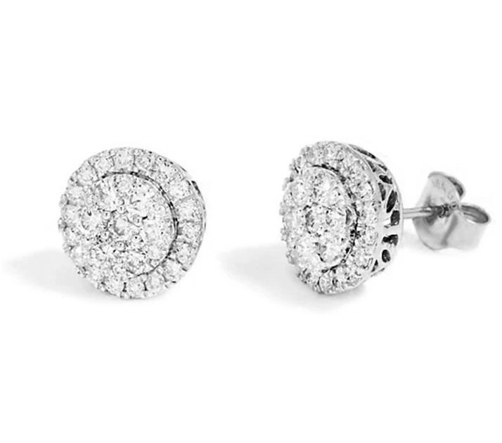 Aretes con racimo de diamantes naturales QVC Affinity de oro sólido de 14 quilates con 1,00 quilates Foto 2 de 4