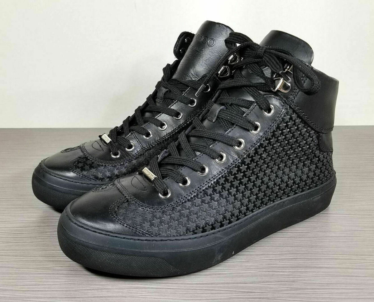 Jimmy Choo Black Mini Stars Argyle High-Top Sneakers, Black Jimmy Choo Black Mini Stars Argyle High-Top Sneakers, Black