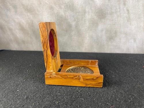 1960's Terra Sancta Holy Land Pilgrimage Bronze Medallion W/ Wooden Case - Picture 5 of 9