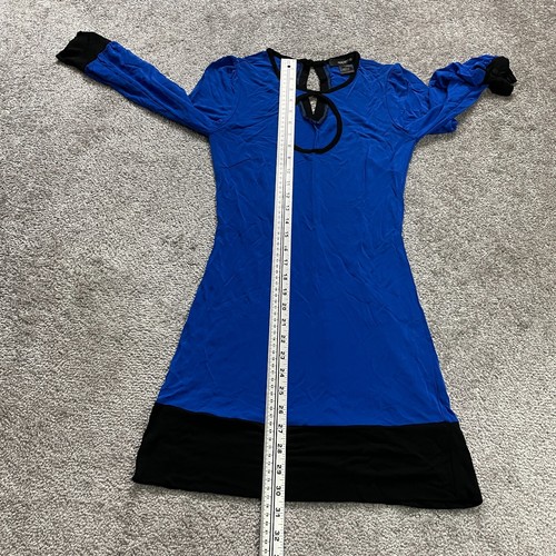 Arden B Maxi A-Line Dress Womens XS Blue Black Keyhole Long Sleeve Rayon Casual - Picture 11 of 14