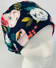 Floral Adjustable Medical Slim Lid Surgery Euro Scrub Cap Chef Dental Hat