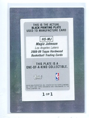 2008-09 Topps Hardwood Printing Plate Black Autograph Magic Johnson 1/1 Lakers - Picture 2 of 2
