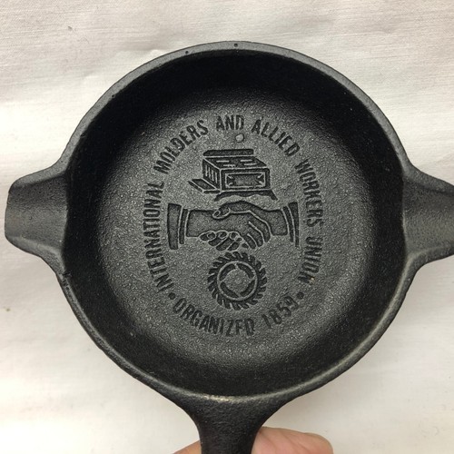 Vtg Wagner Cast Iron Allied International Molders Workers Union Ashtray Skillet - 第 1/8 張圖片