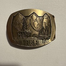 Solid Brass Union Texas Petroleum Oilfield Belt Buckle Wells