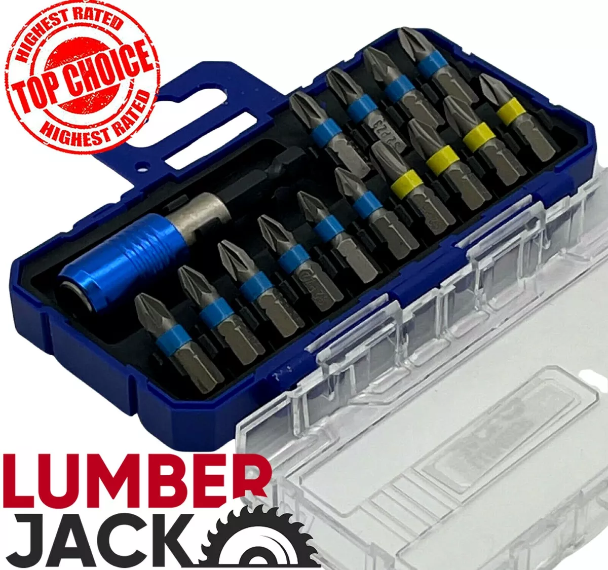 Pozi Phillips Screwdriver Bits with Magnetic Holder Case 15Pc Quality PZ PH 2