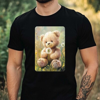 Mens Teddy Bear Dandelion Print Cotton T-Shirt Size XS to 5XL