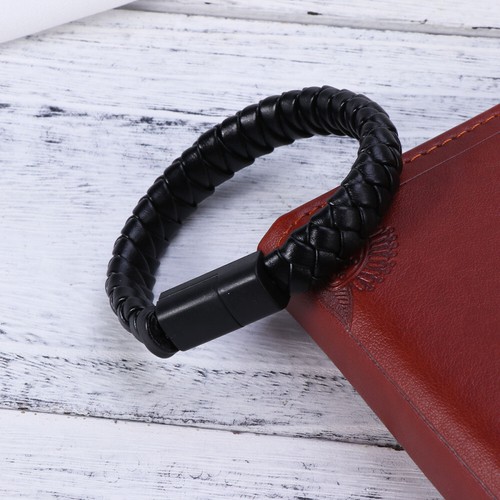 20cm USB C Data Sync Cable Braided Wristband Style Charging Cable (Black) - 第 6/11 張圖片