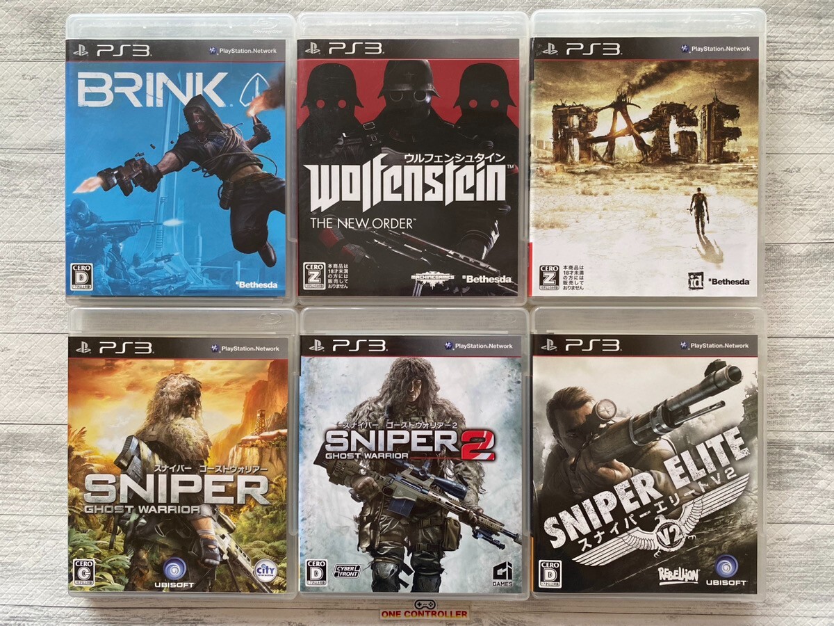 SONY PS3 Brink & Wolfenstein & Rage & Sniper 1 2 & Elite V2 set