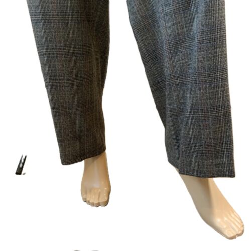 Dressbarn Grey Plaid Vintage Business Straight Leg Trousers Sz 18W 100% Wool NWT - Picture 3 of 15
