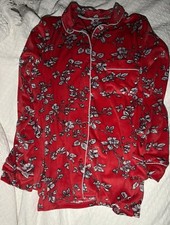 SECRET TREASURES VELOUR PAJAMAS RED FLORAL LONG SLEEVES TOP SM 4-6