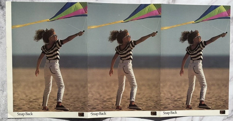 Lee Jeans Snap Back AD Store Display Poster 1990's 24 x 37 Girl Flying Kite - Image 2 of 4
