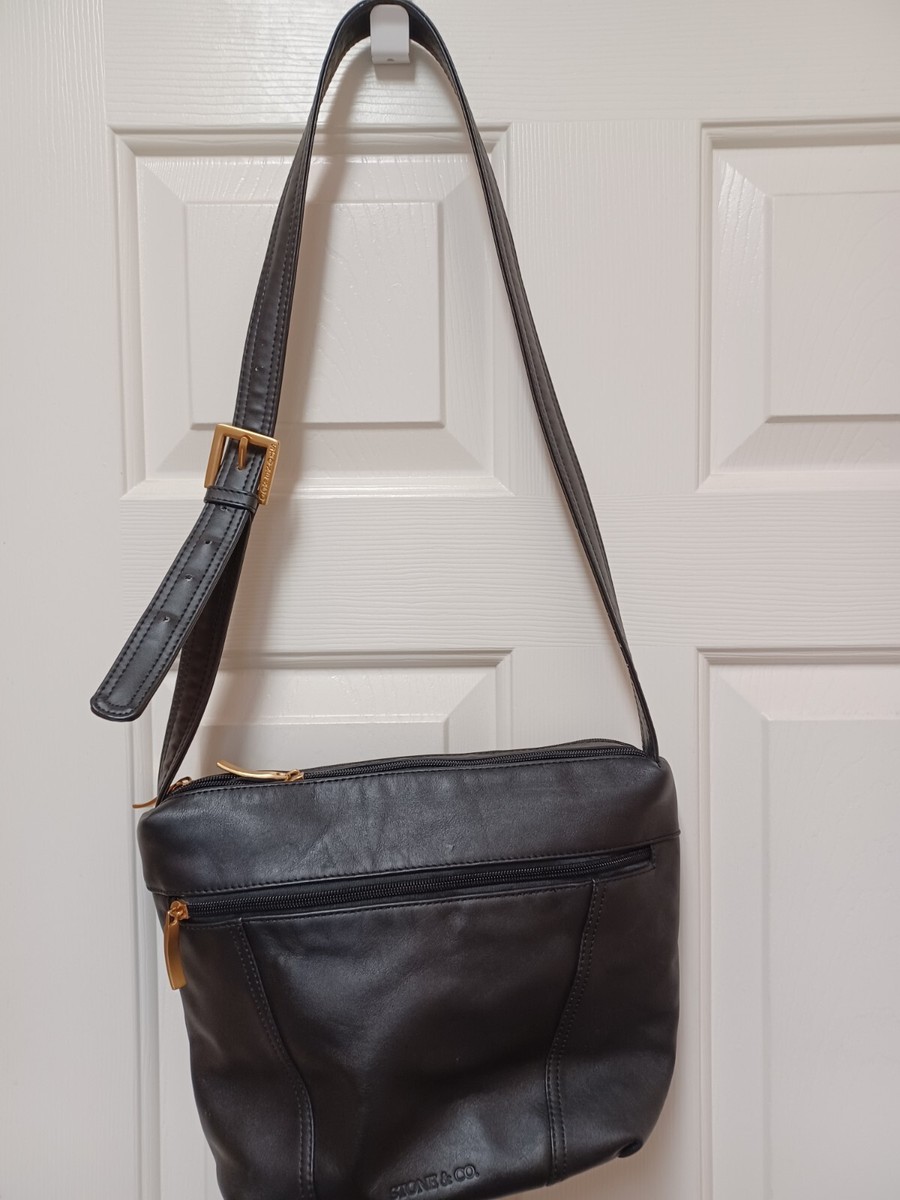 Stone Mountain Hamptons Collection Black Genuine Leather Shoulder