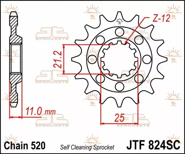 Piñón JT Sprockets JTF824.14SC para Husqvarna CR250 00-05 / TC250-450 03-09 Foto 2 de 2