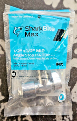 SharkBite 1/2'' connect x 3/8'' Compression Brass Quarter Turn Stop Straight Valve