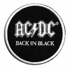 AC/DC Back In Black Embroidered Circle Patch 3" Iron or Sew On 