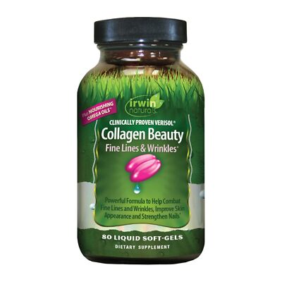 Irwin Naturals Collagen Beauty - 80 Liquid Softgels - Clinically Proven Collagen