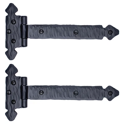 BORDERLAND RUSTIC HARDWARE 2 Pack 6" 9" 12" Rustic Iron Spear Strap T Hinge For Doors & Gates Hand Forged