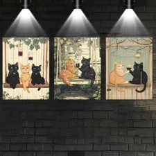 3pcs Contemporary Cat Illustrations Wall Art Canvas Unframed/Framed