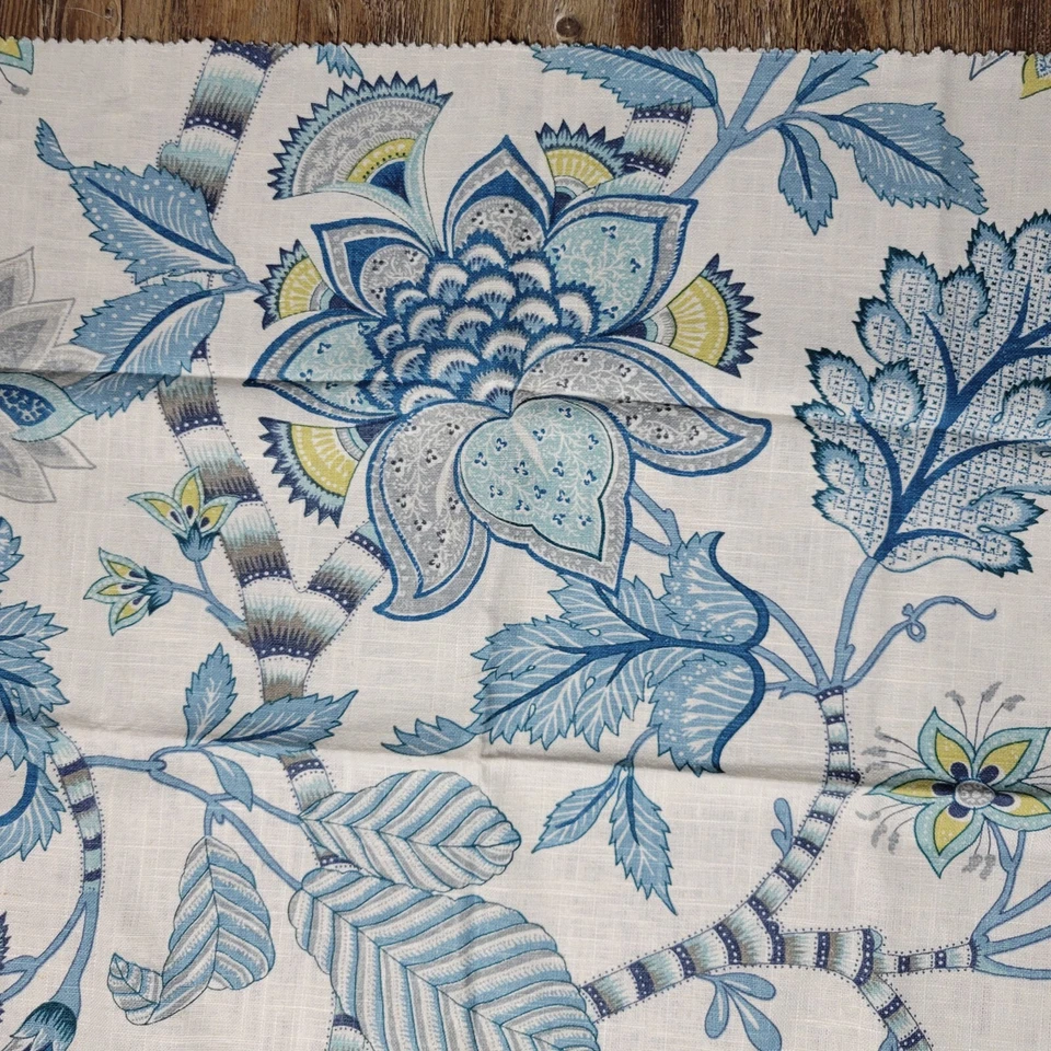 De Colección Años 90 Duralee Tela Muestra Caprichosa Azul Grande Paisley Lino Rayón Mezcla Foto 2 de 4