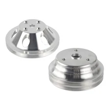 For SBC Chevy LWP Aluminum 1 / 2 Groove Long Water Pump Crankshaft Pulley Kit