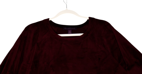 Gloria Vanderbilt Sweatshirt Women XXL Burgundy Athleisure Velour Soft Girl Cozy - Picture 2 of 10