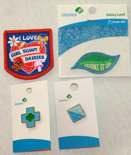 Daisy Girl Scout Patch Pin Lot of 4 Daisies safety award my promise