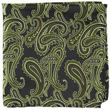 New Brand Q Men's micro fiber Pocket Square Hankie Only Paisley Olive wedding
