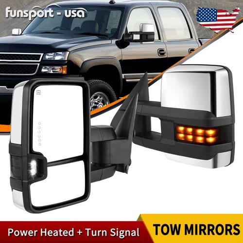 Power Heated Tow Mirrors For 03-06 Chevy Silverado 1500 2500HD 3500HD Left+Right