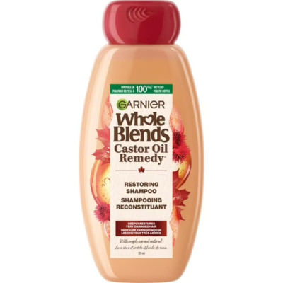 Garnier Whole Blends Castor Oil Castor Oil Remedy Shampoo, 370 mL, Restoring Sha