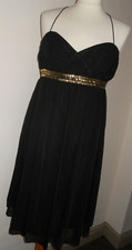 Dorothy Perkins - Black Dress, gold sequin detailing - Size 14 - Evening / Party