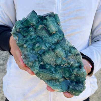 4.8lbNATURAL Green Cube FLUORITE Crystal Specimen Quartz Cluster Mineral HEALING