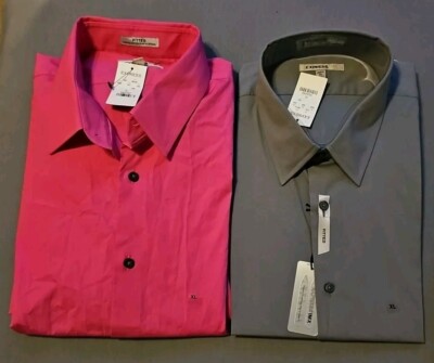 Express 1MX Mens XL Gray Pink dress shirts New Fitted 17/17.5 Button Shirt NWT | eBay Express 1MX Mens XL Gray Pink dress shirts New Fitted 17/17.5 Button Shirt NWT | eBay