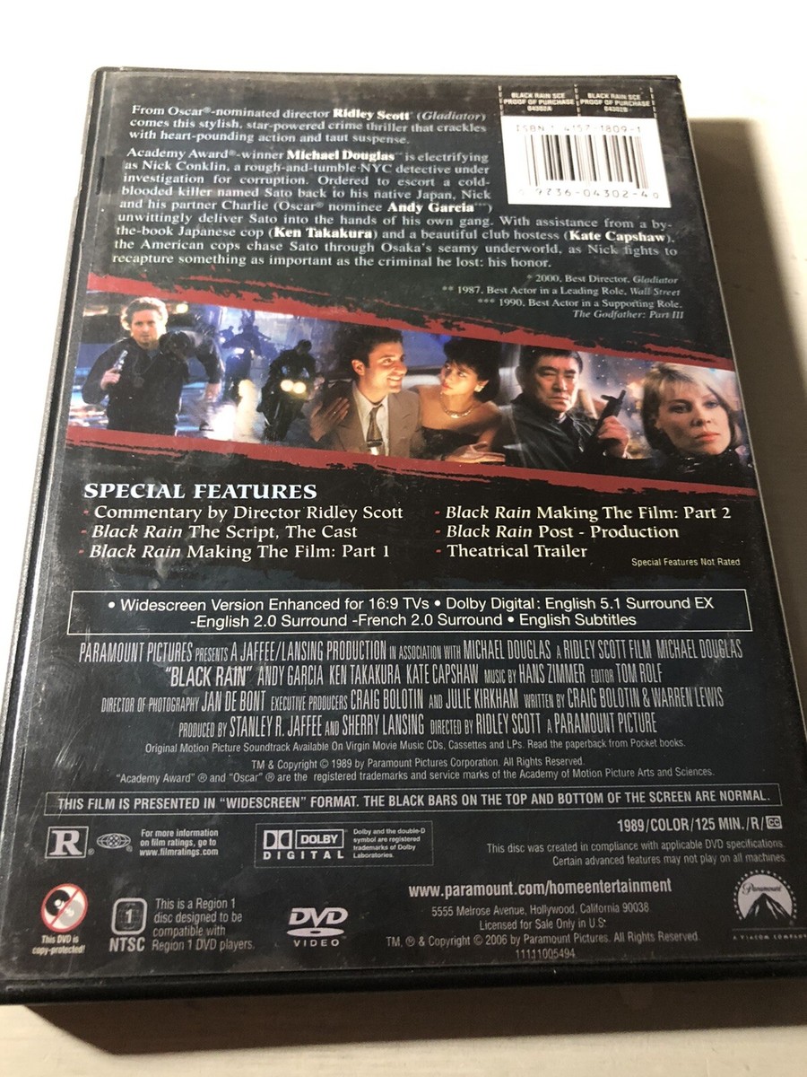 Black Rain (1989) DVD Action Crime Thriller Michael Douglas