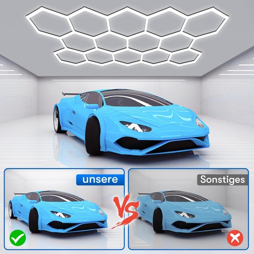 Hexagon LED Lampe Röhren Werkstatt Garage Wand Decken Leuchte Beleuchtung 168-55 - Bild 34 von 46