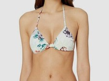  89 The Bikini Lab Women's White Tropical Oasis Knotted Tri Top Swimwear Size L